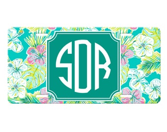 Personalized Preppy Front License Plate Car Tag for Women -Watercolor pattern  Lover