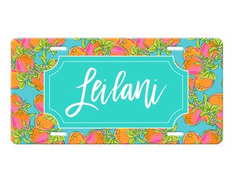 Personalized Tropical License Plate - Island License Plate - Monogram Front License Plate - Tropical Car Tag - Green Floral License Plate