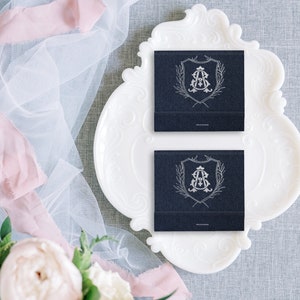 Wedding Matchbooks with Interlocking Initials - Wedding Favors, Wedding Matches, Wedding Decor, Custom Matchbook, Shower Favor, Foil Printed