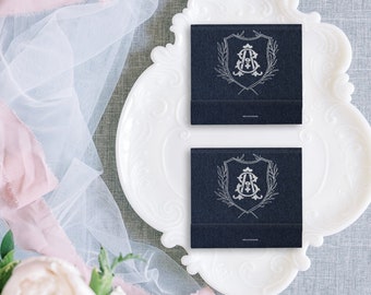 Wedding Matchbooks with Interlocking Initials - Wedding Favors, Wedding Matches, Wedding Decor, Custom Matchbook, Shower Favor, Foil Printed