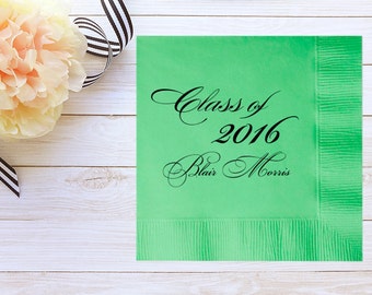 class of 2024 Cocktail Napkins & Guest Towels – Personalized Graduate Cocktail Napkins / Guest Towels – Custom Graduation Party Napkins