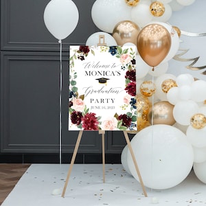 Blush Pink Floral Graduation Party Welcome sign, Girl, Editable Graduation Party Welcome Sign, Editable, Graduation Sign, Instant Download