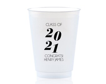 Personalized Graduation Party Cups, Class of 2024 Decorations, Grad Party Favors, Custom Printed Plastic Cups