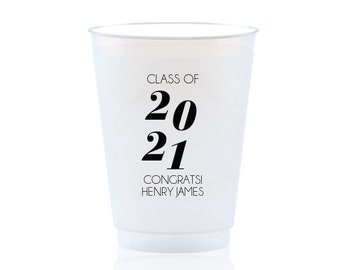 Personalized Graduation Party Cups, Class of 2025 Decorations, Grad Party Favors, Custom Printed Plastic Cups
