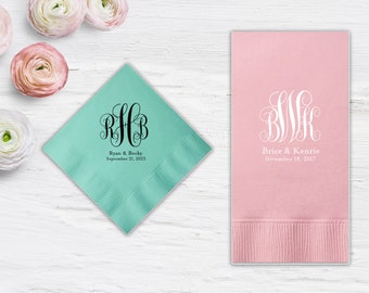 Wedding Logo Napkins, Interlocking Monogram Custom Cocktail Napkins, Foil Printed Napkins, Personalized Napkins, Customized Party Napkins