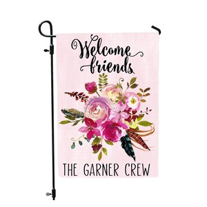 Welcome Garden Flag, Personalized Flag, Garden flags, Farmhouse Garden Flag, Rustic Country Decor, Floral Flag