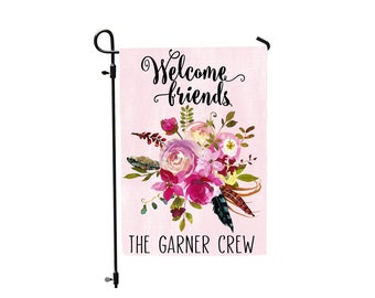 Welcome Garden Flag, Personalized Flag, Garden flags, Farmhouse Garden Flag, Rustic Country Decor, Floral Flag