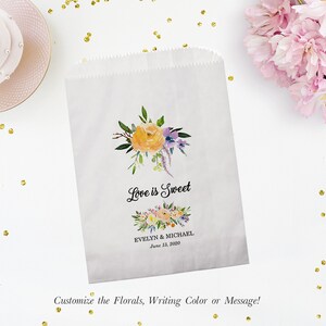 Liebe ist süße Hochzeit Leckerli Tasche | Hochzeit Bevorzugung Tasche | Hochzeit Süßigkeiten Tüte Geschenktüten Geschenktüten Hochzeit Popcorn Tüten | Personalisiert | Rustikal