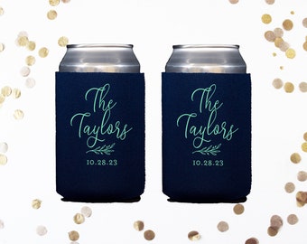 Wedding Favors Personalized Beer Huggers Custom Can Cooler Engagement Party Couples Shower Rehearsal Dinner