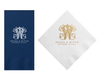Personalized Guest Towels, Bathroom Restroom Hand Towels, Dinner Napkins, Wedding Paper, Hostess Gift, customize your colors