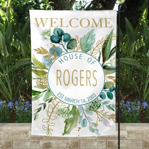 Welcome Garden Flag, Spring Flowers Garden Flag, Welcome to our Home Flag, Summer Garden Flag, Garden Flag, Outdoor Decor, Personalized