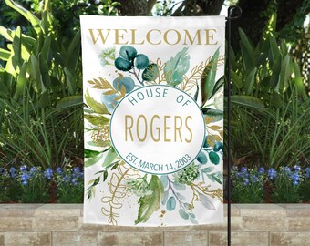 Welcome Garden Flag, Spring Flowers Garden Flag, Welcome to our Home Flag, Summer Garden Flag, Garden Flag, Outdoor Decor, Personalized