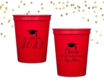 Graduation Party Cups, Graduation Favors, College Grad Gifts, High School Graduation Favors, Class of 2024 Cups, Graduation BBQ