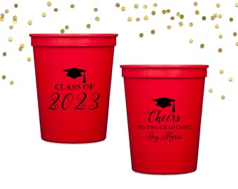 Graduation Party Cups, Graduation Favors, College Grad Gifts, High School Graduation Favors, Class of 2024 Cups, Graduation BBQ