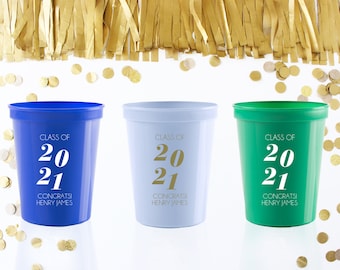 Personalized Graduation Party Cups, Class of 2024 Decoration, Grad Party Favors, Custom Printed Plastic Cups, Cheers to the Grad, Grad Decor
