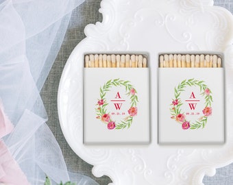 Wedding matches personalized match boxes, pink floral matches, floral Monogram, a perfect match