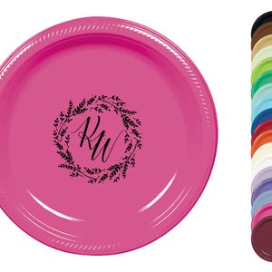 Personalisierte Monogramm Vorspeisenteller - Maßgefertigte Einweg-Kunststoffteller in den Größen 18 cm und 10 Zoll für Hochzeiten & Partys