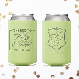Simple last name wedding can cooler, script font can coolie, custom wedding favor, can sleeve, wedding drink holder favor, beer holder