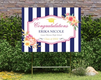 Floral Graduation Lawn Signs, Yard Signs, Outdoor Lawn Decorations, Lawn Ornaments, College Graduation, High School Graduation