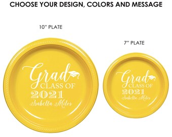 7" or 10"  Graduation Plates, Congrats Grad, Graduation Party, College Graduation, High School Graduation, Graduation Decor, Customized