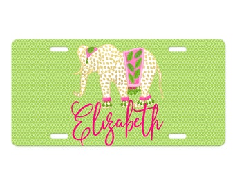 Elephant Monogram License Plate, Monogram Car Tag, License Plate, Nautical License Plate, Monogram Gifts, Front Car Tag, Monogram Gifts