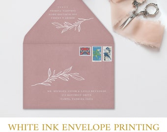 White Ink Envelopes A7 | Printed Calligraphy | Envelope Addressing | White Ink Printing on Dark Envelopes includes return address