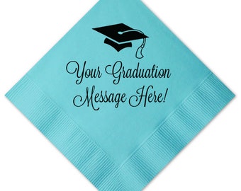 Graduation Napkins, Custom with name, message, colors, class of 2024, Graduation Party, Congrats Grad, Cocktail Napkins, Party Napkins, 221