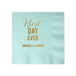 Serwetki ślubne Bold Print Best Day Ever - Serwetki ślubne papierowe - Serwetki personalizowane - Serwetki ślubne - Serwetki z nadrukiem