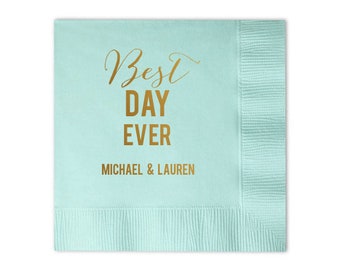 Bold Print Best Day Ever Wedding Napkins - Paper Wedding Napkins - Personalized Napkins - Wedding Napkins - Printed Napkins