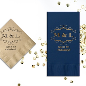 Personalized Napkins Wedding Napkins Custom Modern Font Monogram Rehearsal Dinner Beverage Cocktail Luncheon Dinner Guest Towels Available!