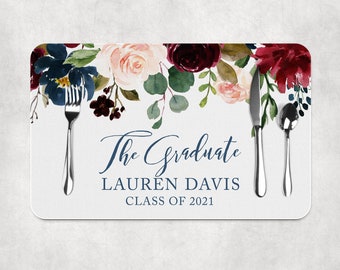 Floral Graduation Paper Placemats Class of 2024 Decorations Tableware Disposable Personalized Placemats - Printed & Shipped Grad 2024