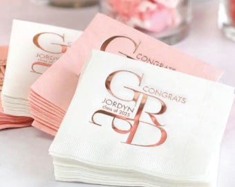 The Class of 2025 Napkins, Personalized Set of 100 High School College, Graduation Napkins, 2025 Graduation Decor - Cocktail Luncheon Dinner