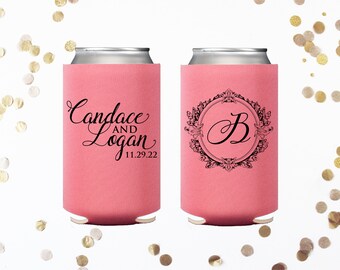 Custom Wedding Coolers, Personalized Can Cooler, Reception Favor, Beer Insulator, Huggers, Wedding Favor, Wedding Cooler, Collapsible Hugger