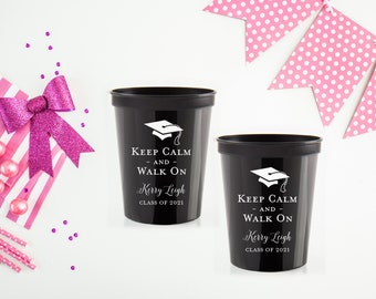 Personalized Graduation Party Cups, Class of 2024 Decoration, Grad Party Favors, Custom Printed Plastic Cups, Cheers to the Grad, Grad Decor