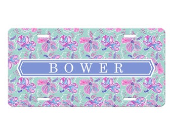 Personalized Preppy Front License Plate Car Tag for Women - Personalized with a monogram or name