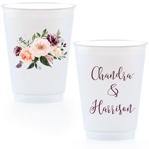 Full Color Wedding Personalized Frosted Cups - Monogram Shatterproof Plastic Cups, Wedding Monogram Cups, Full Color Wedding Cups
