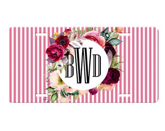 License Plate Monogram License Plate Frame, Lilly Inspired Car, Car accessories for women, Personalized Front License Plate