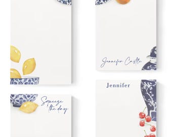 Personalized Notepad, Custom Notepad, Personalized Stationery, Writing Pad, Gift for Her, Floral Notepad, oranges, lemons & cherries