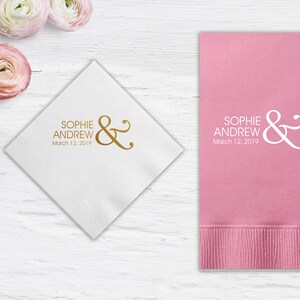 Guardanapos de casamento com monograma de script personalizado, guardanapos de bebidas personalizados, guardanapos de monograma de casamento, impressos em folha, monograma de script