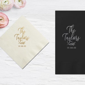 Last Name Wedding Napkins, Rehearsal Dinner, Engagement Party, Custom Bar Napkins, Custom Wedding Napkins