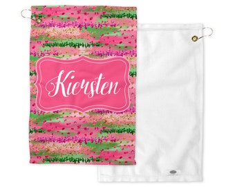 Pink & Green Personalized Tennis Towel, Womans Tennis towel, Tennis League Gift, Tennis Gift, Womans Tennis, Girls Tennis Gift