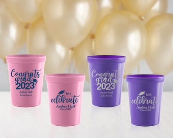 Class of 2024 Cups Personalized Graduation Cups Graduation Party Decorations Custom Printed Plastic Cups 2024 Graduation Cups Party Favors