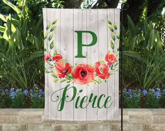 Personalized Floral Garden Flag with name, Summer Garden Flags, Garden flags, Farmhouse Garden Flag, Rustic Country Decor