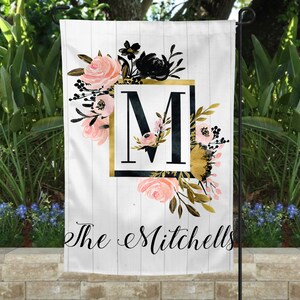Garden Flag, Garden Flag Personalized, Monogrammed, Cottage Chic, Outdoor Decor, Custom Garden Flag, Personalized Gift