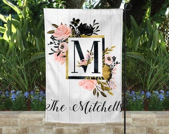 Garden Flag, Garden Flag Personalized, Monogrammed, Cottage Chic, Outdoor Decor, Custom Garden Flag, Personalized Gift