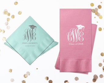 Personalized Graduation Party Napkins, Class of 2025 Graduation Decorations - Cocktail, Luncheon, Dinner, and Guest Towels