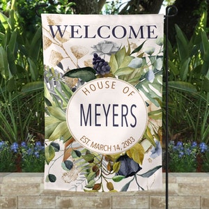 Welcome Garden Flag, Spring Flowers Garden Flag, Welcome to our Home Flag, Summer Garden Flag, Garden Flag, Outdoor Decor, Personalized