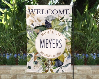 Welcome Garden Flag, Spring Flowers Garden Flag, Welcome to our Home Flag, Summer Garden Flag, Garden Flag, Outdoor Decor, Personalized