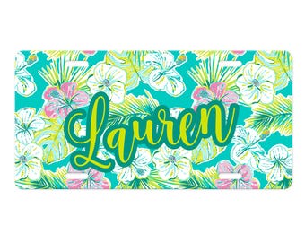 License Plate Monogram License Plate Frame, Lilly Inspired Car, Car accessories for women, Personalized Front License Plate