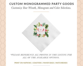 Tropical Floral Wedding Napkins | Bridal Shower Napkins | Rehearsal Dinner | Full Color Napkin | Tropical Napkins